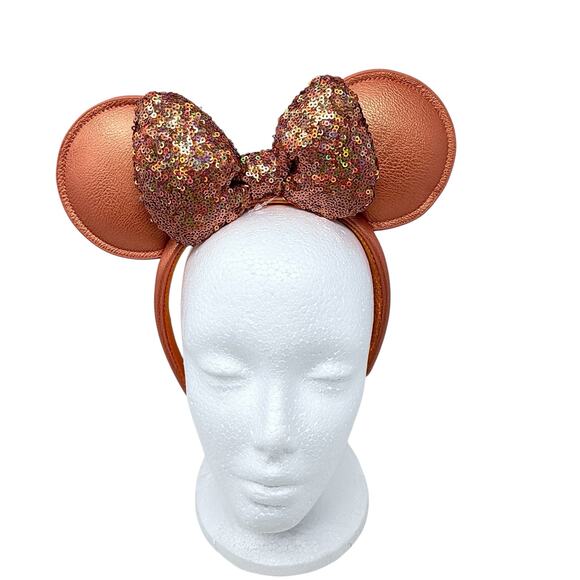 Disney Accessories - Disneyland Parks Peach Punch Minnie Mouse Adult Sequined Ears Headband